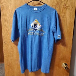 VTG Logo 7 Embroidered Kansas City Royals Blue T Shirt. Mens Size Medium.